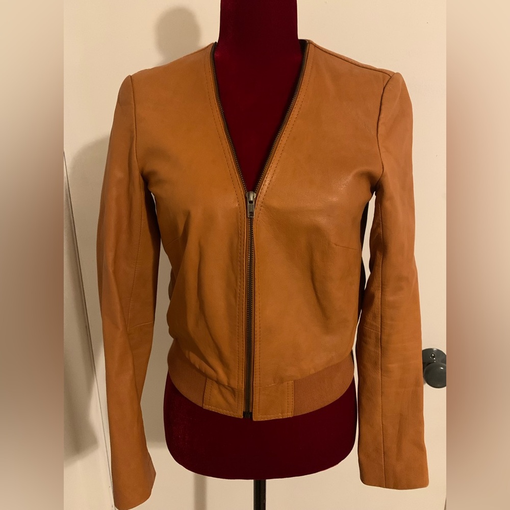 French Connection Tan Leather Jacket